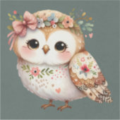 Sticker Cute Floral Owl with Bow (Devant)