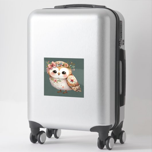 Sticker Cute Floral Owl with Bow (Sur valise)