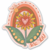 Sticker Cute Floral Rainbow Heart Be You Inspirational (Devant)