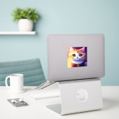 Sticker Cute fluffy cat (Ordinateur portable sur le bureau)