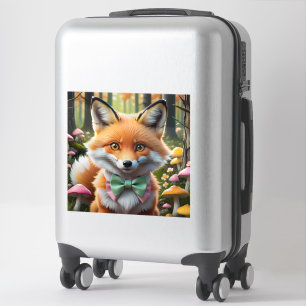Sticker Cute Fox avec arc vert et rose