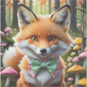 Sticker Cute Fox avec arc vert et rose (Devant)