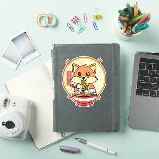 Sticker Cute Fox Manger Ramen Kawaii Japonais Cadeau alime