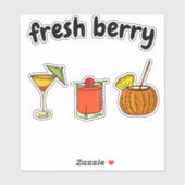 Sticker Cute Fresh Stylish Verre Cocktail Berry Amateurs (Feuille)