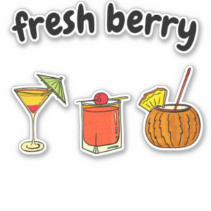 Sticker Cute Fresh Stylish Verre Cocktail Berry Amateurs