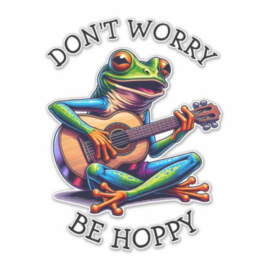 Sticker Cute Frog Jouer une guitare | Ne vous inquiétez pa (Devant)