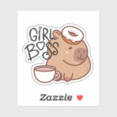 Sticker Cute Funny Girl Boss Capybara (Feuille)