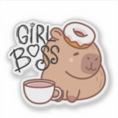 Sticker Cute Funny Girl Boss Capybara (Devant)