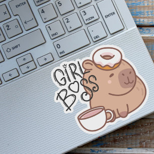 Sticker Cute Funny Girl Boss Capybara