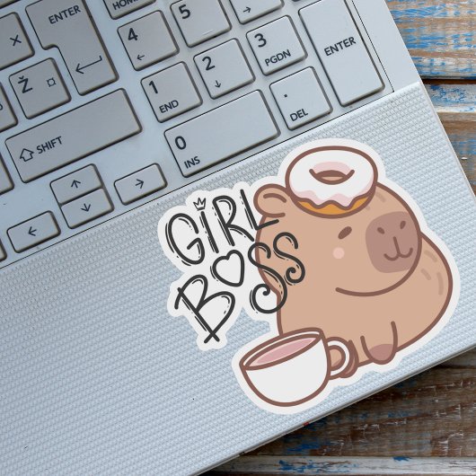 Sticker Cute Funny Girl Boss Capybara