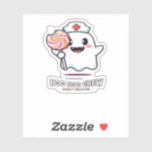 Sticker Cute Ghost Nurse Boo Boo Crew Halloween classique (Feuille)