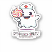 Sticker Cute Ghost Nurse Boo Boo Crew Halloween classique (Devant)