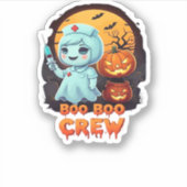 Sticker Cute Ghost Nurse - Boo Boo Crew Halloween Fun Clas (Devant)