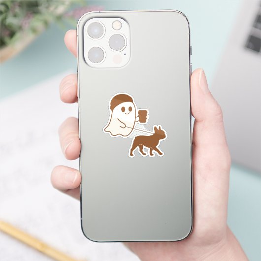 Sticker Cute Ghost Walking Frenchie (Téléphone)