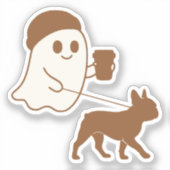 Sticker Cute Ghost Walking Frenchie (Recto)