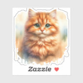 Sticker Cute Ginger Tabby Chat T-shirt classique (Feuille)