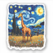 Sticker Cute Giraffe Africa - Starry Night T-Shirt (Devant)