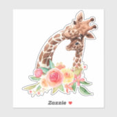 Sticker Cute Giraffe Aquarelle Maman & Bébé (Feuille)