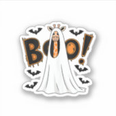 Sticker Cute Giraffe Boo Costume d'Halloween Zoo Lover _3 (Devant)