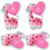 Sticker Cute Giraffe High sur vous Valentine Heart (Devant)