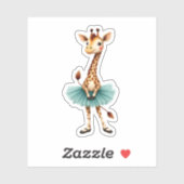Sticker Cute giraffe in a tutu dancing as a ballerina, gif (Feuille)