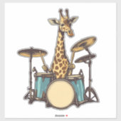 Sticker Cute Giraffe Jouer Drums Giraffes Drummer Musique (Feuille)