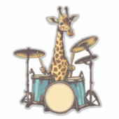 Sticker Cute Giraffe Jouer Drums Giraffes Drummer Musique (Devant)