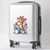Sticker Cute Giraffe Jouer Drums Giraffes Drummer Musique (Sur valise)