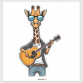 Sticker Cute Giraffe Jouer Guitare Giraffes Musicien Musi (Feuille)