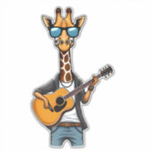 Sticker Cute Giraffe Jouer Guitare Giraffes Musicien Musi (Devant)
