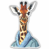 Sticker Cute Giraffe portant une veste Denim (Devant)