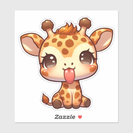 Sticker Cute Giraffe Sticking sa langue (Feuille)