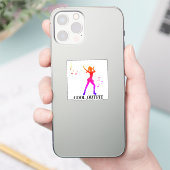 Sticker Cute Girl Dancing withe note music-k-pop (Téléphone)