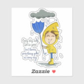 Sticker Cute Girl Rainy Windy Day Encouragement graphique (Feuille)