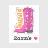 Sticker Cute Girl Rose Cowgirl boot Howdy (Feuille)