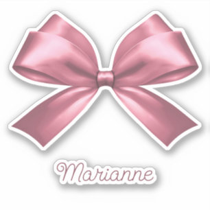 Sticker Cute Girl Rose esthétique Bow avec nom