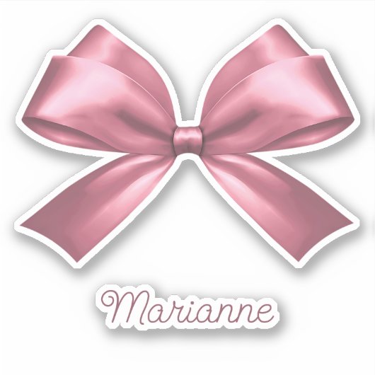 Sticker Cute Girl Rose esthétique Bow avec nom (Devant)