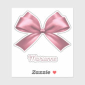 Sticker Cute Girl Rose esthétique Bow avec nom (Feuille)
