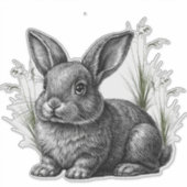 Sticker Cute Gray Rabbit Among the Grass (Devant)