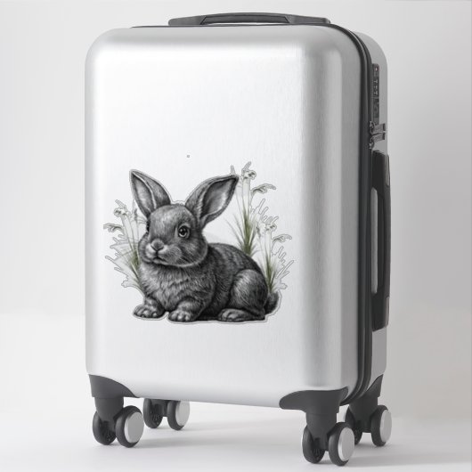 Sticker Cute Gray Rabbit Among the Grass (Sur valise)