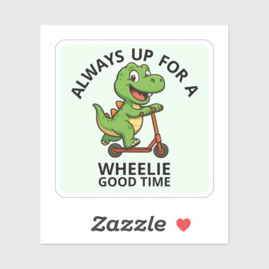 Sticker Cute Green Dinosaur (Feuille)