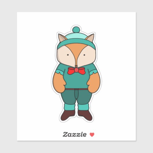 Sticker Cute green fox (Feuille)