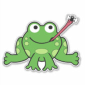 Sticker Cute grenouille caricaturale et mouche (Devant)