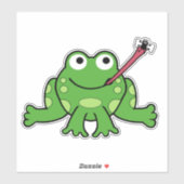 Sticker Cute grenouille caricaturale et mouche (Feuille)