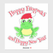 Sticker Cute Grenouille de Noël avec dessin novateur de Sa (Feuille)