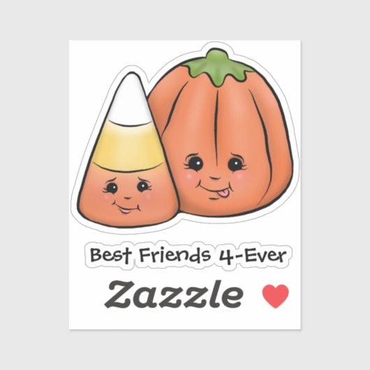 Sticker Cute Halloween Candy Corn & Citrouille (Feuille)