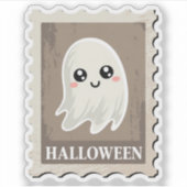 Sticker Cute "Halloween" Ghost Postage Stamp (Devant)