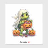 Sticker Cute Halloween Turtle Ghost avec bonbon (8) (Feuille)