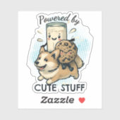 Sticker Cute happy corgi puppy milk and cookies (Feuille)