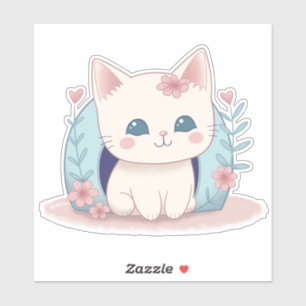 Sticker Cute, Happy Kitty avec une nouvelle maison